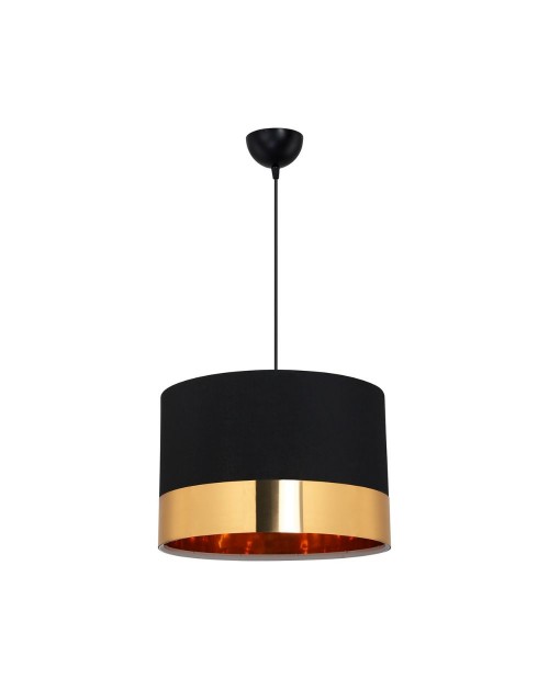 Lampada a sospensione tessuto nero fascia oro Alfina ASZ1665