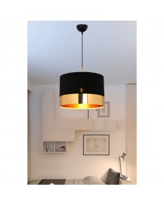 Lampada a Sospensione tessuto nero fascia oro Alfina prezzo