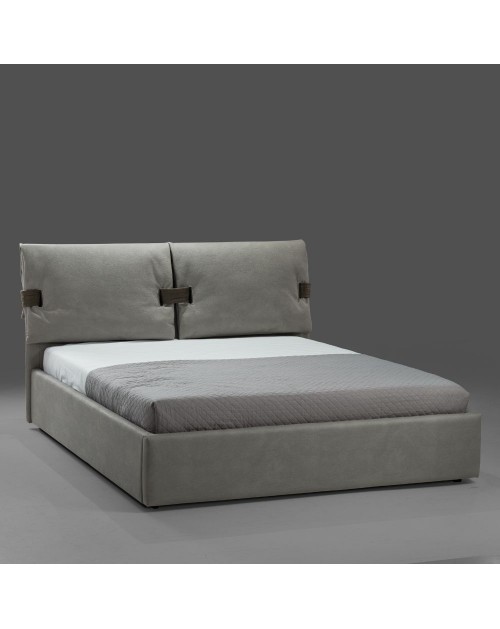 Letto matrimoniale contenitore Grenoble nabuk colore grigio
