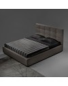 Letto matrimoniale con contenitore Napoli tessuto colore tortora