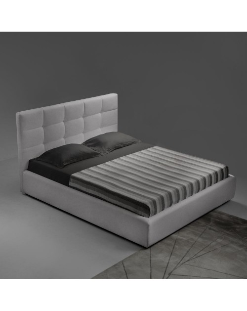 Letto matrimoniale con contenitore Napoli tessuto colore grigio