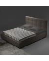 Letto matrimoniale con contenitore Napoli ecopelle colore tortora