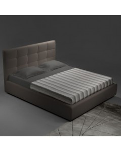 Letto matrimoniale con contenitore Napoli ecopelle colore tortora
