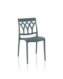 Sedia polipropilene schienale disegno geometrico Salim colore grigio metal