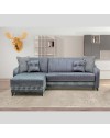 Divano con penisola contenitore reversibile 246x138x92 H Laos colore grigio