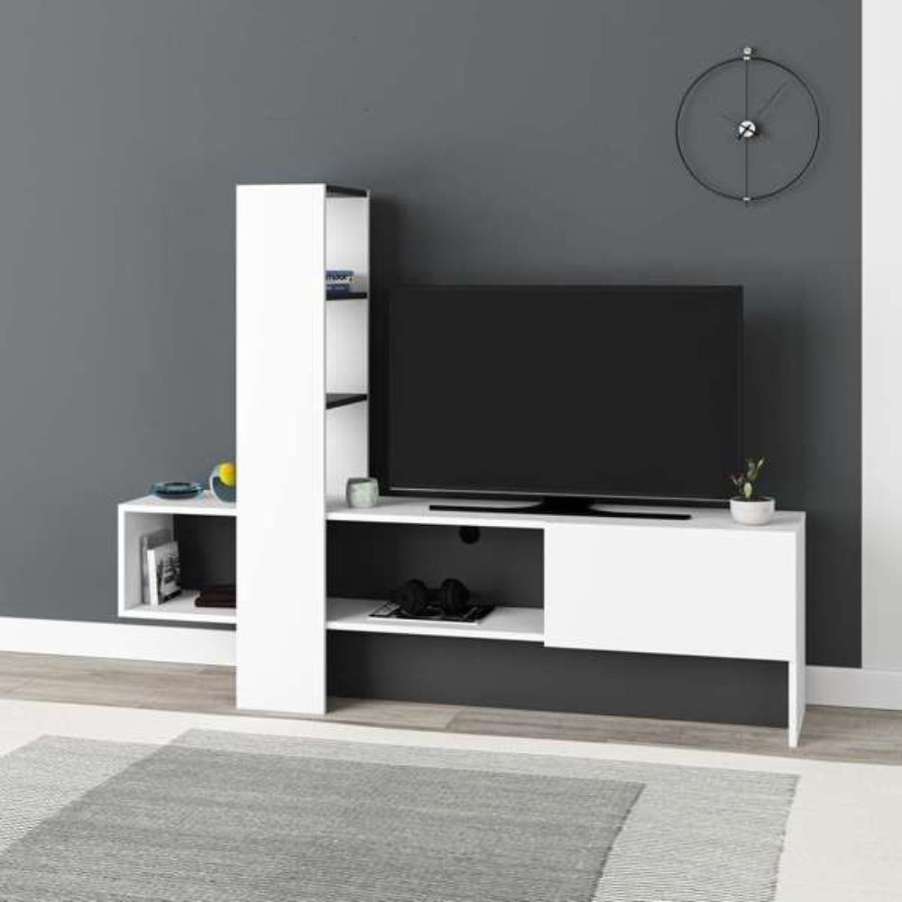 Mobile porta Tv Troya con anta a ribalta 180 cm colore bianco antracite