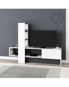 Mobile porta Tv Troya con anta a ribalta 180 cm colore  bianco antracite
