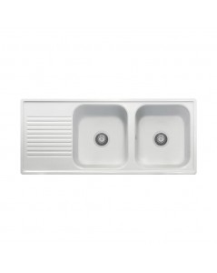 Lavello 2 vasche Granitovero1162vsbip gocciolatoio bianco Samet
