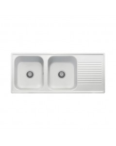 Lavello 2 vasche Granitovero1162vsbip gocciolatoio bianco Samet