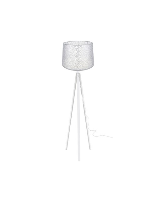 Lampada da terra treppiede bianca con paralume bianco ricamo DECOBI1181