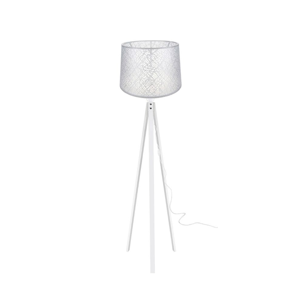 Lampada da terra treppiede bianca con paralume bianco ricamo DECOBI1181