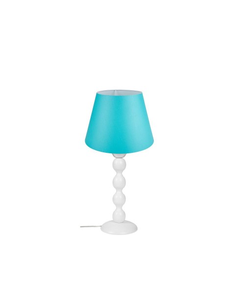 Lampada da tavolo base bianca e paralume tessuto colore turchese LAGUNAH372877