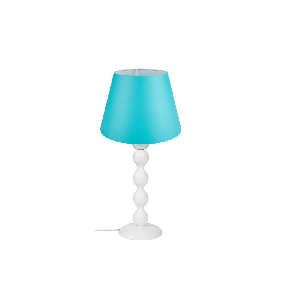 Lampada da tavolo base bianca e paralume tessuto colore turchese LAGUNAH372877