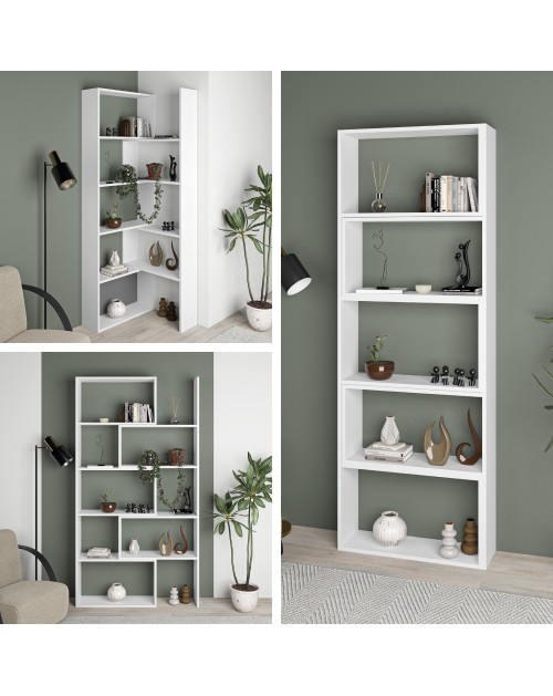 Libreria estensibile angolare Wish 72x22x200h colore bianco