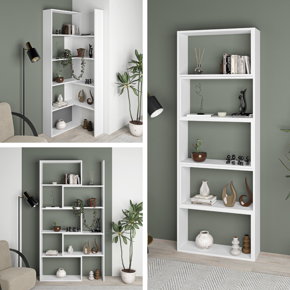 Libreria estensibile angolare Wish bianca 72x22x200h