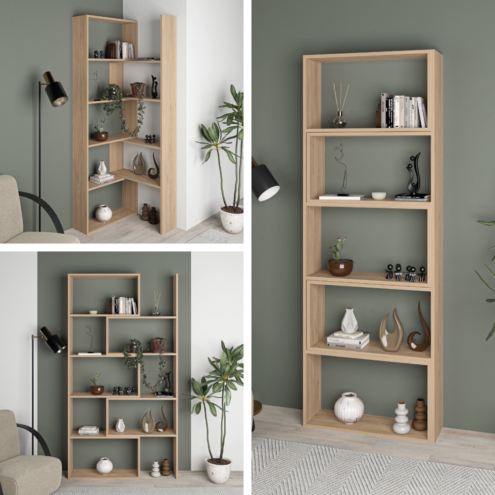 Libreria estensibile angolare Wish 72x22x200h colore rovere
