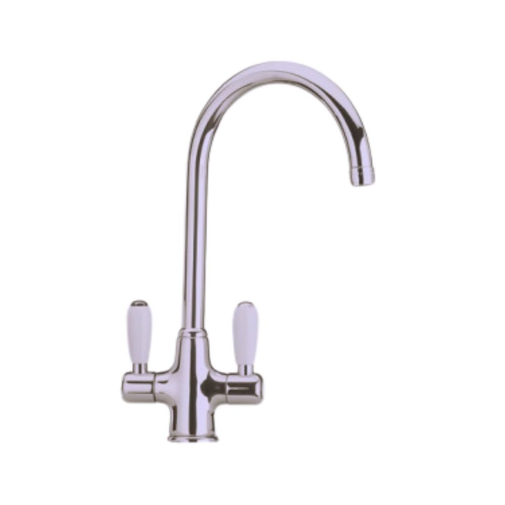Miscelatore da cucina satinato manopole ceramica bianca Paini 64CN544