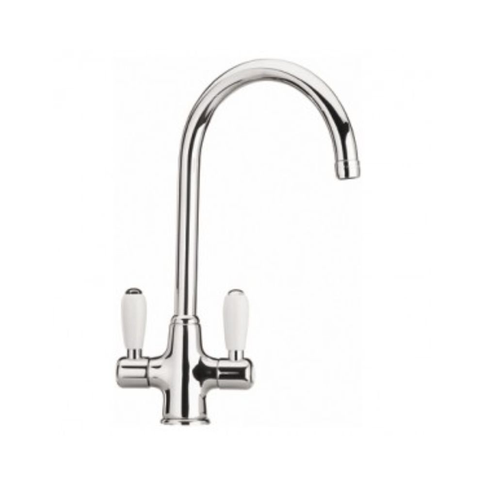 Miscelatore da cucina cromato manopole ceramica bianca Paini 64CR544
