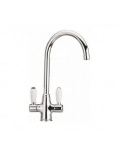 Miscelatore da Cucina Cromato Manopole Ceramica Bianca Paini 64CR544