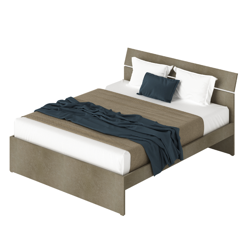 Letto matrimoniale in legno colore argilla