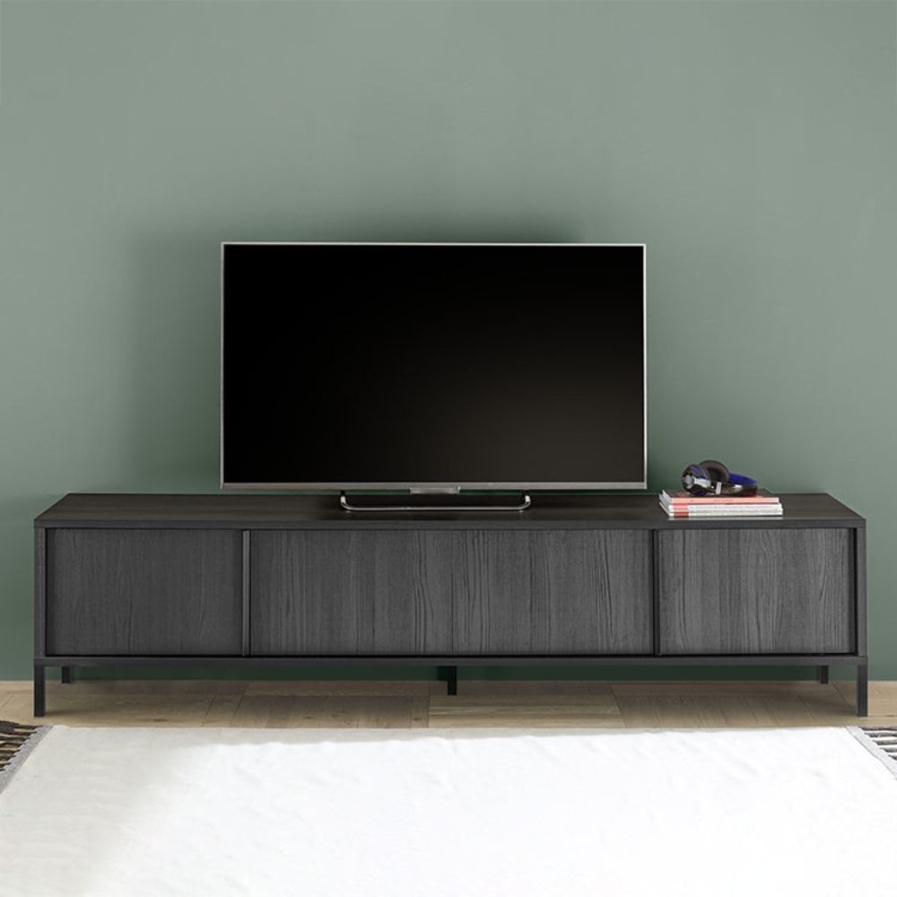 Mobile porta Tv 4 ante Giugi 206x40x51 colore nero frassinato