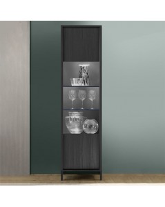 Vetrina con anta Giugi 55x40x203 colore nero frassinato