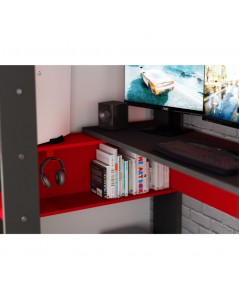 Letto a Castello con Scrivania 5050 Colore Antracite Rosso Prezzo