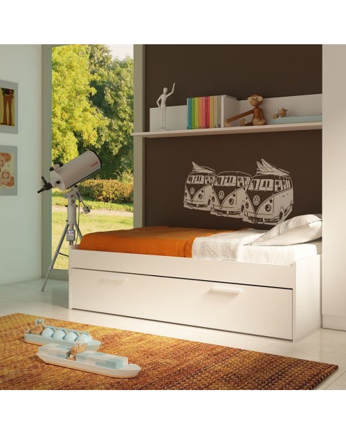 Letto singolo con cassettone estraibile 1004 Blanco