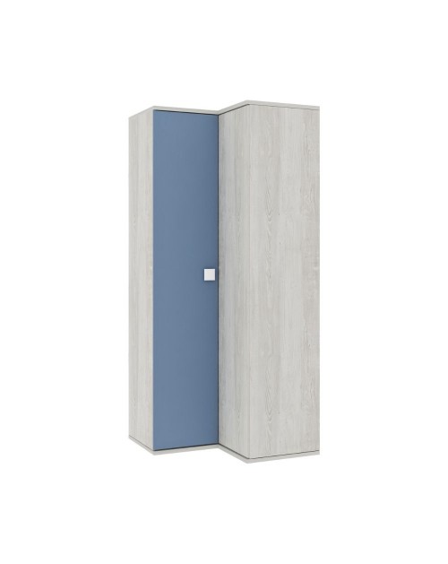 Armadio angolare 98x96x223h colore bianco consumato celeste