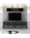 Mobile porta Tv con pensile effetto marmo nero particolari argento Bientv 180
