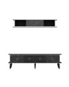 Mobile porta Tv con pensile effetto marmo nero particolari argento Bientv 180