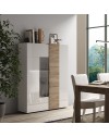 Vetrina 2 ante Sabry colore bianco lucido rovere Kadiz