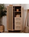 Credenza 3 cassetti e anta effetto rafia KUTA53 colore rovere sonoma