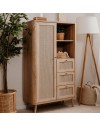 Credenza 3 cassetti e anta effetto rafia KUTA53 colore rovere sonoma