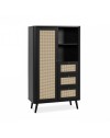 Credenza 3 cassetti e anta effetto rafia KUTA53 colore nero