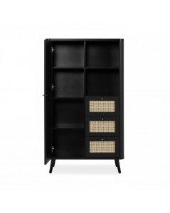 Credenza 3 Cassetti e Anta Effetto Rafia KUTA53 Colore Nero Prezzo