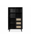 Credenza 3 cassetti e anta effetto rafia KUTA53 colore nero