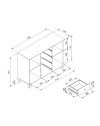 Madia 2 ante e 4 cassetti rovere antracite Medan01B