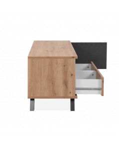 Mobile porta Tv  2 cassetti e anta con vani a giorno Medan56A colore rovere antracite