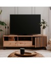 Mobile porta Tv  2 cassetti e anta con vani a giorno Medan56A colore rovere antracite