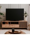 Mobile porta Tv  2 cassetti e anta con vani a giorno Medan56A colore rovere antracite