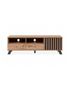 Mobile porta Tv  2 cassetti e anta con vani a giorno Medan56A colore rovere antracite
