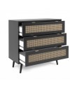 Cassettiera 3 cassetti con frontali vimini Vienna03A colore nero