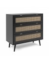 Cassettiera 3 cassetti con frontali vimini Vienna03A colore nero