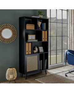 Libreria con frontali effetto vimini Vienna20A colore nero