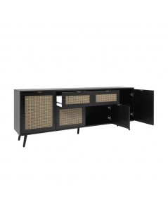 Madia 4 ante e 2 cassetti con frontali effetto vimini Vienna51B colore nero