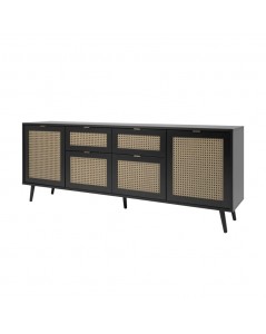 Madia 4 ante e 2 cassetti con frontali effetto vimini Vienna51B colore nero