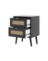 Comodino 2 cassetti con frontali effetto vimini Vienna61A colore nero