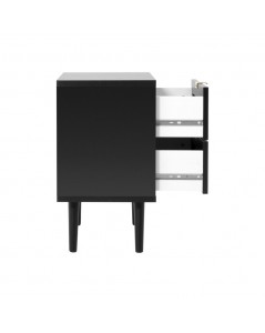 Comodino 2 Cassetti con Frontali Effetto Vimini Vienna61A Colore Nero