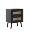 Comodino 2 cassetti con frontali effetto vimini Vienna61A colore nero